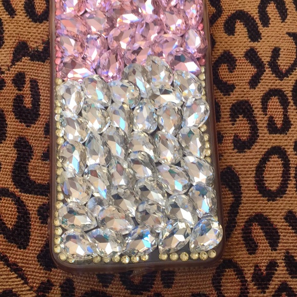 Pink &White Crystals covered iPhone Cover 6” Long - Picture 7 of 9